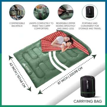 IFORREST 10°F Double Sleeping Bag - Cozy Winter Camping Comfort