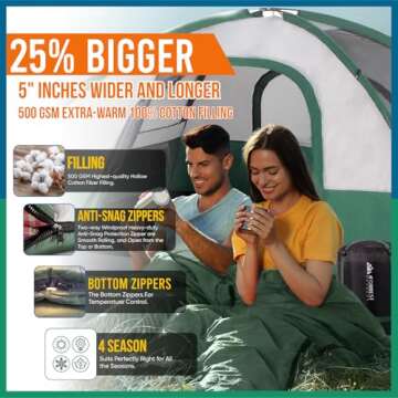 IFORREST 10°F Double Sleeping Bag - Cozy Winter Camping Comfort