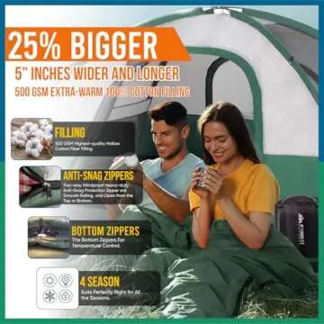 IFORREST 10°F Double Sleeping Bag - Cozy Winter Camping Comfort