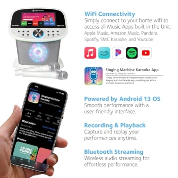 Wi-Fi Karaoke Machine with 2 Microphones & Streaming