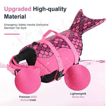 EMUST Dog Life Jacket Mermaid, Ripstop Dog Life Vests with Rescue Handle for Small Medium and Large ...
