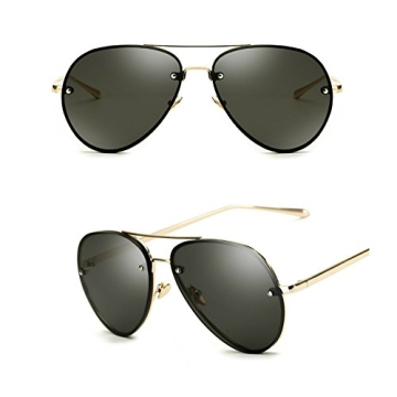 Freckles Mark Oversized Aviator Sunglasses Vintage Retro Gold Metal Frame Colorful Lenses 62mm (Blac...