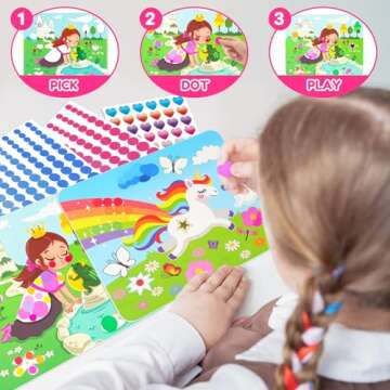 ZMLM Dot Art Craft Kit Activity, Dot Stickers for Toddlers No Mess Art and Craft Kit for Kids Ages 4-8, Small Easter Basket Stuffers DIY Crafts Birthday Valentines Day Gifts Classroom Travel Toys