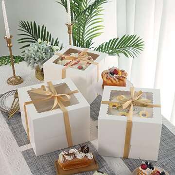 Moretoes 15pcs Cake Boxes for Cakes with Window
