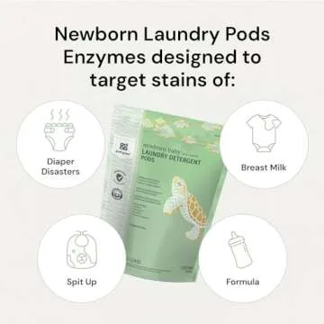 Grab Green Newborn Baby Laundry Detergent Pods, 60 Loads, Fragrance Free, Mineral Based, Non-Toxic, Stain Remover
