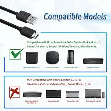 TPLTECH 5FT Micro USB Charging Cable for Bose Speakers & Headphones