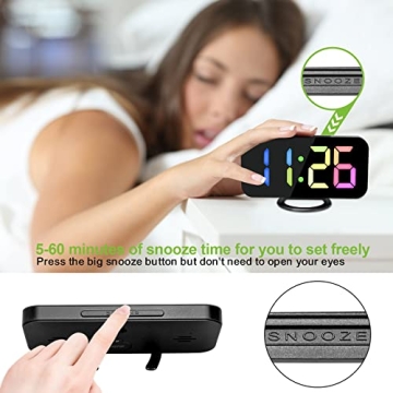 SZELAM Digital Alarm Clock 6.5" LED Mirror with USB
