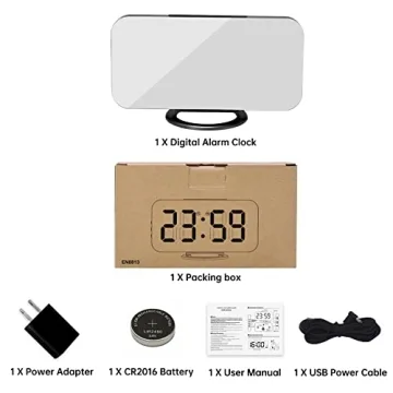 SZELAM Digital Alarm Clock 6.5" LED Mirror with USB