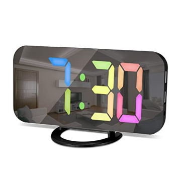SZELAM Digital Alarm Clock 6.5" LED Mirror with USB