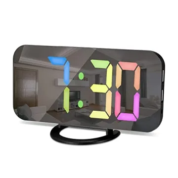 SZELAM Digital Alarm Clock 6.5" LED Mirror with USB