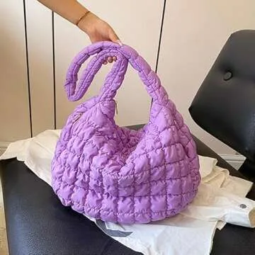 SHOPANTS Quilted Tote Bag for Women Puffer Bag Lightweight Quilted Padding Shoulder Bag Down Cotton ...