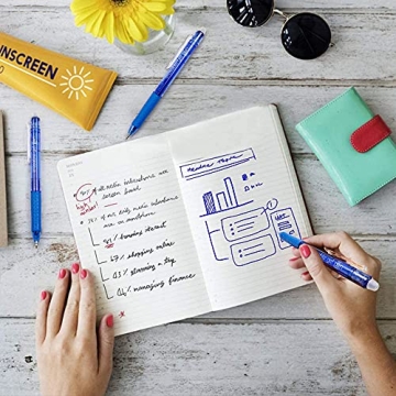 Lineon Erasable Gel Pens - 15 Pack Blue Ink with Erasers