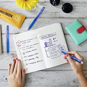 Lineon Erasable Gel Pens - 15 Pack Blue Ink with Erasers