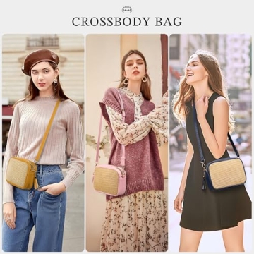 YOOLIFE Purses for Women Crossbody Bag - Crossbody Purses for Women Small Purses for Women Cross Body Bag for Woman Straw Leather Crossbody Bags for Women Green Bags Small Crossbody Purses