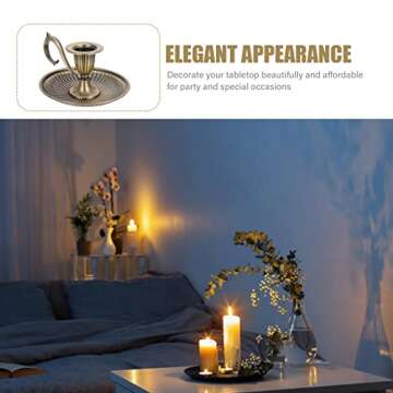 BESPORTBLE Retro Taper Candle Holder, Vintage Candlestick Holders with Handle Simple Candlelight Stand for Halloween Christmas Dining Room Home Decoration Display Bronze