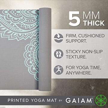 Gaiam Yoga Mat Premium Print Non Slip Exercise & Fitness Mat for All Types of Yoga, Pilates & Floor ...