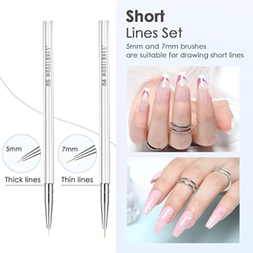 Modelones 5Pcs Professional Liner Brush Set for Nail Art