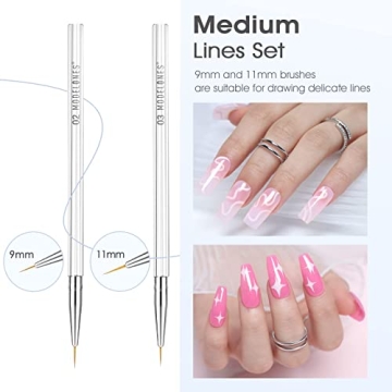 Modelones 5Pcs Professional Liner Brush Set for Nail Art