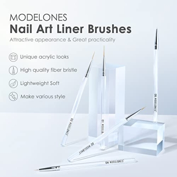 Modelones 5Pcs Professional Liner Brush Set for Nail Art