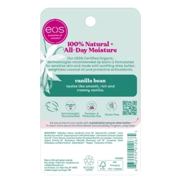 eos Organic Lip Balm Sticks Vanilla Bean - 2-Pack Hydration