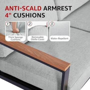 NATURAL EXPRESSIONS 4 Pieces Patio Furniture Sets,Outdoor Metal Sectional Furniture Modern Patio Con...