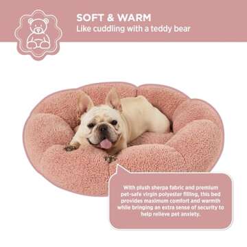 Lesure Calming Medium Dog Bed - Flower Donut Design