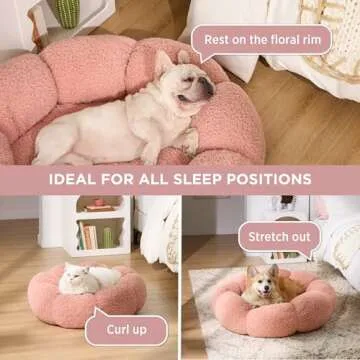 Lesure Calming Medium Dog Bed - Flower Donut Design