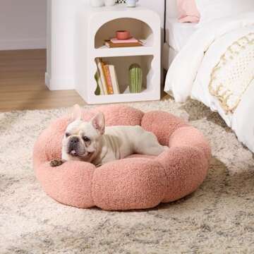 Lesure Calming Medium Dog Bed - Flower Donut Design