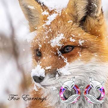 925 Sterling Silver Animals Earrings Hypoallergenic Stud Earrings Cute Animal Jewelry Unique Gifts for Women (Fox Stud)
