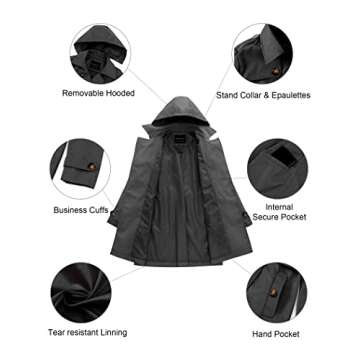 CREATMO US Womans Trench Coat Spring Jackets Lightweight Without Hood Grey M