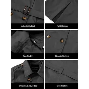 Stylish CREATMO Women's Lightweight Trench Coat Grey