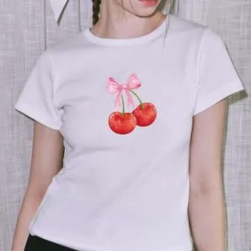 Trendy Women Y2K Bow Print Crop Top for a Unique E-Girl Look