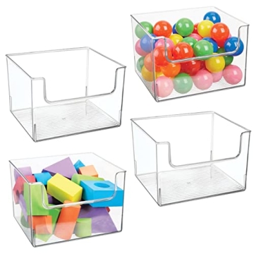 mDesign Open Front Storage Bins - Versatile, Clear Organizers