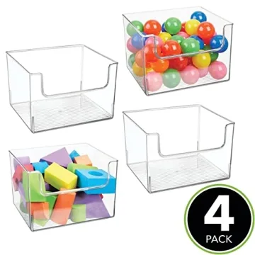 mDesign Open Front Storage Bins - Versatile, Clear Organizers