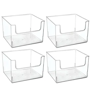 mDesign Open Front Storage Bins - Versatile, Clear Organizers