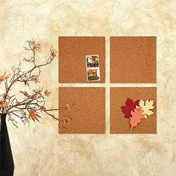 Quartet Cork Tiles, Cork Board, 12" x 12", Corkboard, Wall Bulletin Boards, Natural, 4 count (Pack of 1)