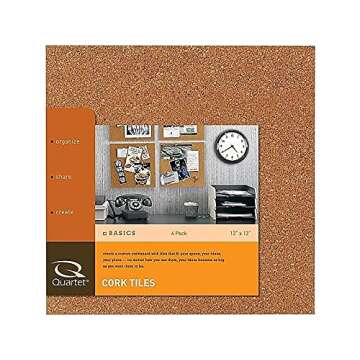 Quartet Cork Tiles, Cork Board, 12" x 12", Corkboard, Wall Bulletin Boards, Natural, 4 count (Pack of 1)