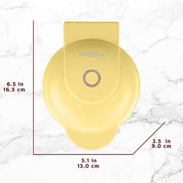 Holstein Housewares Personal/Mini Waffle Maker, Non-Stick Coating, Yellow - 4-inch Waffles in Minutes, Ideal for Breakfast, Brunch, Lunch or Snacks