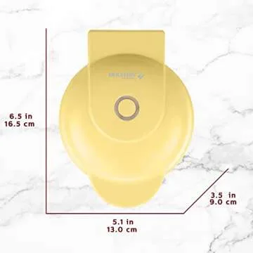 Holstein Housewares Personal/Mini Waffle Maker, Non-Stick Coating, Yellow - 4-inch Waffles in Minutes, Ideal for Breakfast, Brunch, Lunch or Snacks