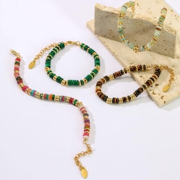 NVWAROCK Colorful Boho Beaded Bracelet - 14K Gold Plated