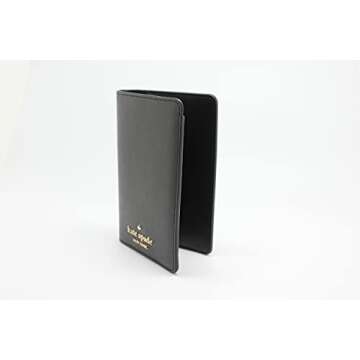 Kate Spade Staci Leather Passport Holder, Crush Proof, Black