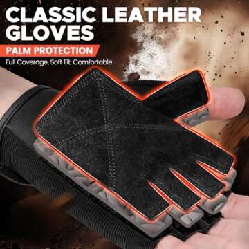 BEACE Weight Lifting Gym Gloves with Breathable Leather Palm for Workout Exercise Training Fitness a...