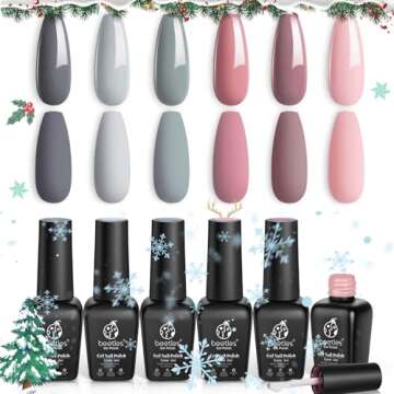 Beetles Gel Nail Polish Set, Coffee Cafe Collection Brown Neutral Beige Mauve Color with Beetles Bridesmaid Beauty Classic Gel Nail Polish Set - Nude Gray Pink 6 Colors Wedding Gel Polish Kit