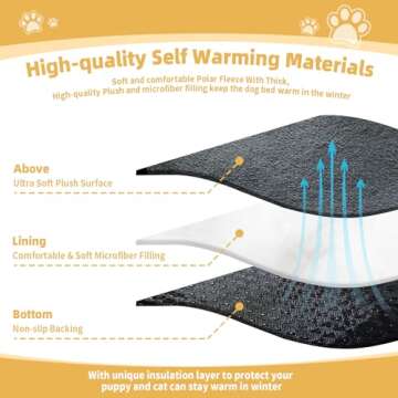 HOMBYS Self Warming Cat Bed Dog Bed with Blanket Attached for Small, Medium Dogs and Cats, Cozy Cuddler Luxury Puppy Pet Bed, Ultra Warm with Fluffy Pad and Non-slip Bottom(20"H (30"x30"), Dark Grey)