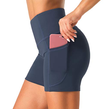 Dragon Fit High Waist Yoga Shorts for Women with 2 Side Pockets Tummy Control Running Home Workout S...