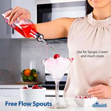 EHOMEA2Z Stainless Steel Liquor Bottle Pourers Classic Bottle Pourers for Alcohol, Leak-Proof, Dishwasher-Safe Pour Spouts for Liquour Bottles (12, Stainless Steel)