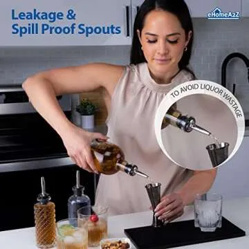 EHOMEA2Z Stainless Steel Liquor Bottle Pourers Classic Bottle Pourers for Alcohol, Leak-Proof, Dishwasher-Safe Pour Spouts for Liquour Bottles (12, Stainless Steel)