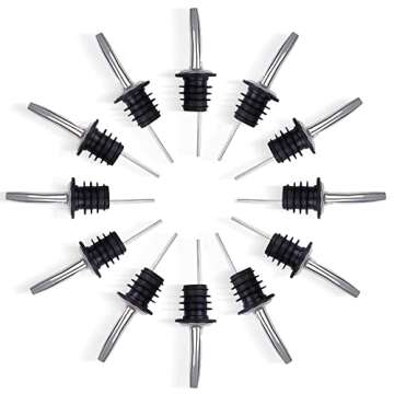 EHOMEA2Z Stainless Steel Liquor Bottle Pourers Classic Bottle Pourers for Alcohol, Leak-Proof, Dishwasher-Safe Pour Spouts for Liquour Bottles (12, Stainless Steel)