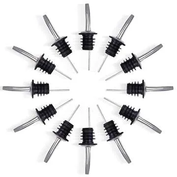 EHOMEA2Z Stainless Steel Liquor Bottle Pourers Classic Bottle Pourers for Alcohol, Leak-Proof, Dishwasher-Safe Pour Spouts for Liquour Bottles (12, Stainless Steel)