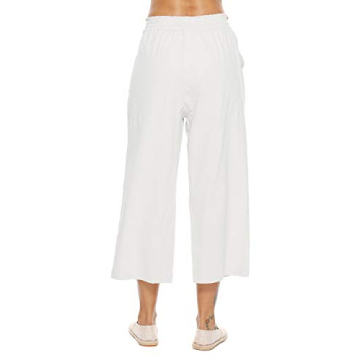 LNX Womens Linen Wide Leg Casual Pants with Pockets